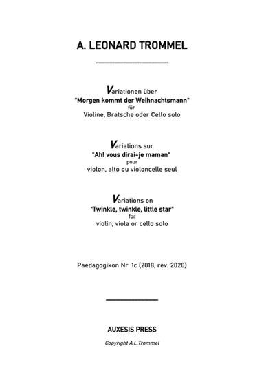 VIOLIN SOLO VERSION: Variations on "Ah! vous dirai-je maman" / "Morgen kommt der Weihnachtsmann" / "