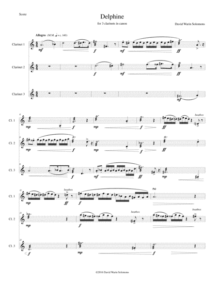 Delphine for clarinet trio (canon a 3)