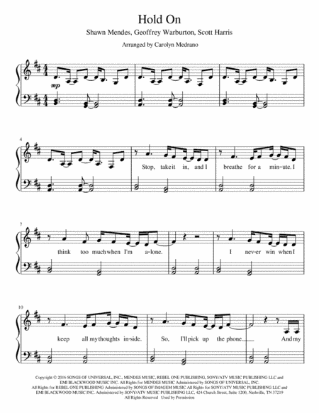Hold On (arr. Carolyn Medrano)