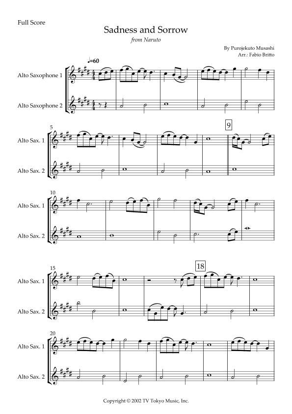 Sadness And Sorrow (arr. Fabio Britto)