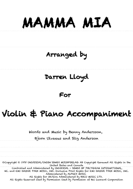 Mamma Mia (arr. Darren Lloyd)