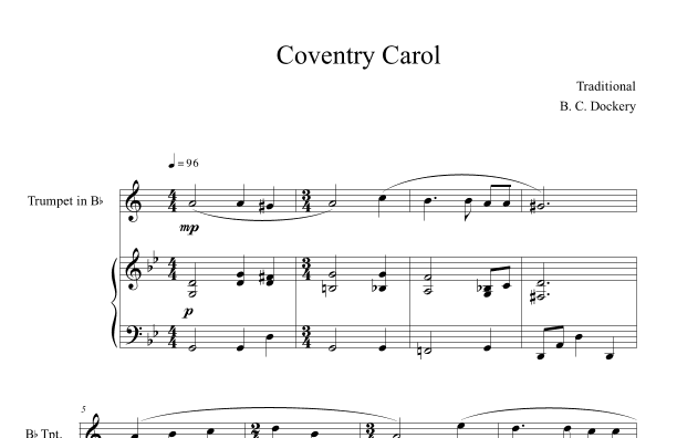 Coventry Carol (Trumpet Solo with Piano Accompaniment) (arr. B. C. Dockery)
