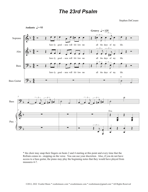 The 23rd Psalm (Vocal Trio - (SAB)