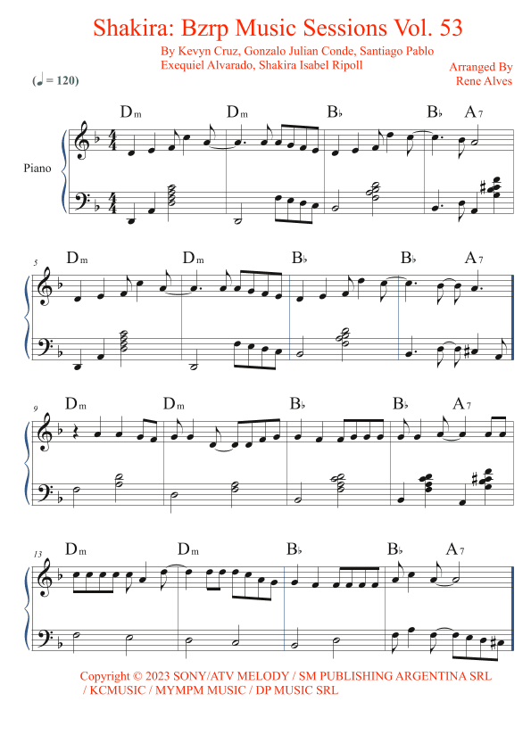 Shakira: Bzrp Music Sessions Vol. 53 (arr. Rene Alves)