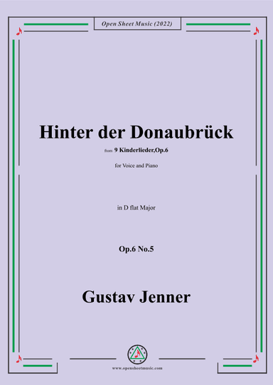 Jenner-Hinter der Donaubrück,in D flat Major,Op.6 No.5 (arr. OSM Press)