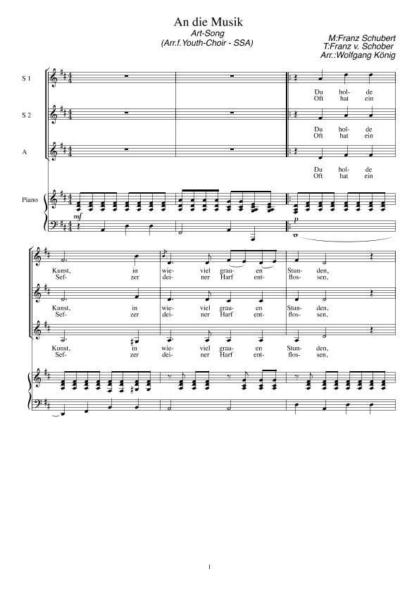 An die Musik (Du holde Kunst) (arr. Wolfgang König)