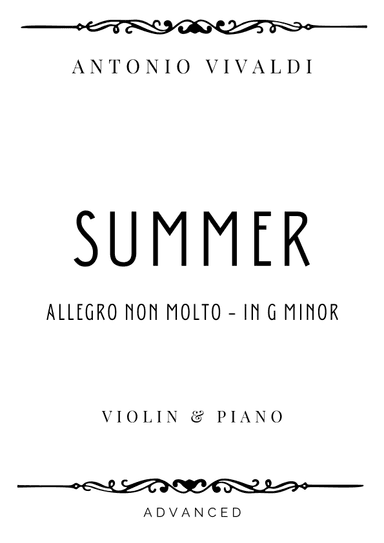 Vivaldi - Allegro non molto from Summer (The Four Seasons) in G Minor - Advanced (arr. Piacere Music Sheets)