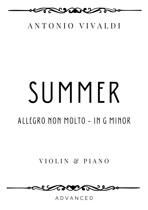 Vivaldi - Allegro non molto from Summer (The Four Seasons) in G Minor - Advanced (arr. Piacere Music Sheets)