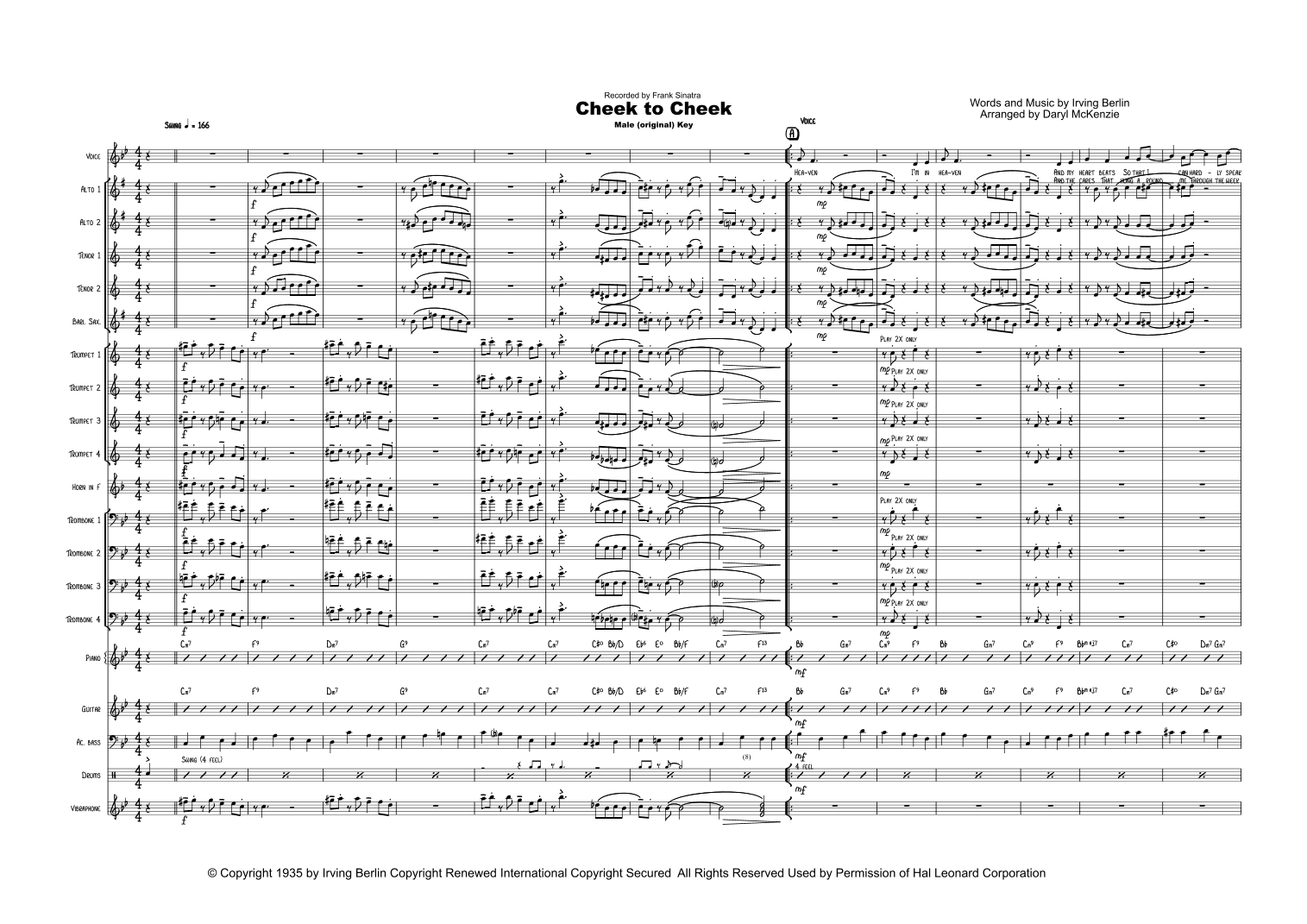 Cheek To Cheek (arr. Daryl McKenzie)