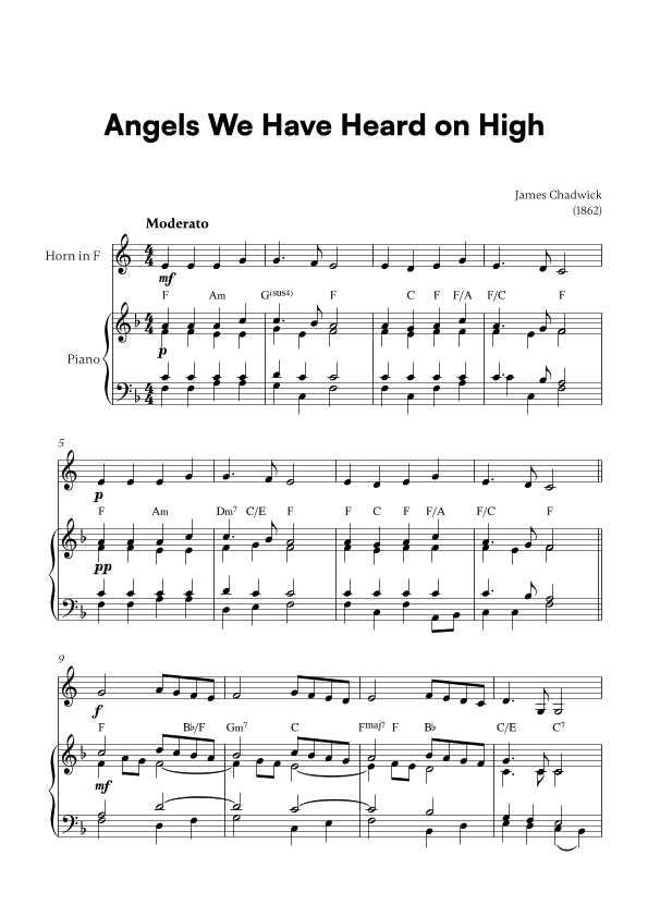 Angels we have heard on high (for French Horn and Piano) (arr. Cadenza Editions)