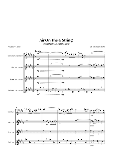 Air On The G String (from Suite No.3 in D Major) (Bach) - Sax quartet (arr. André Alberto Santos)