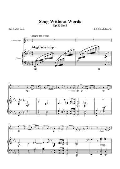 Song Without Words Op.30 No.3 (arr. André Nusa)