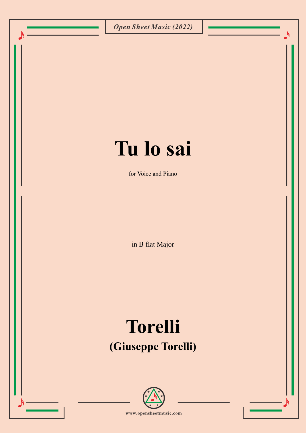 Giuseppe Torelli-Tu lo sai,in B flat Major,for Voice  and  Piano (arr. OSM Press)