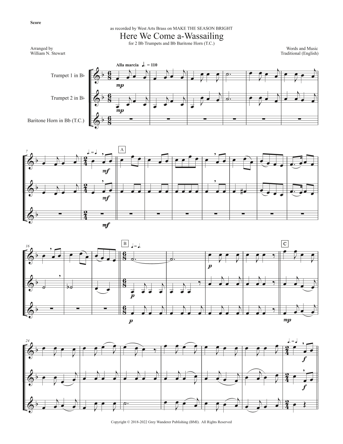 Here We Come a-Wassailing  [Make the Season Bright collection] (arr. Will Stewart)