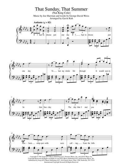 That Sunday That Summer (if I Had To Choose) (arr. Gavin Koh)