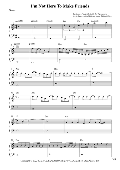 I'm Not Here To Make Friends (arr. Wesley S. SIlva)