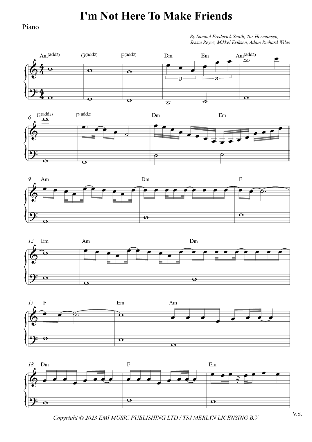 I'm Not Here To Make Friends (arr. Wesley S. SIlva)