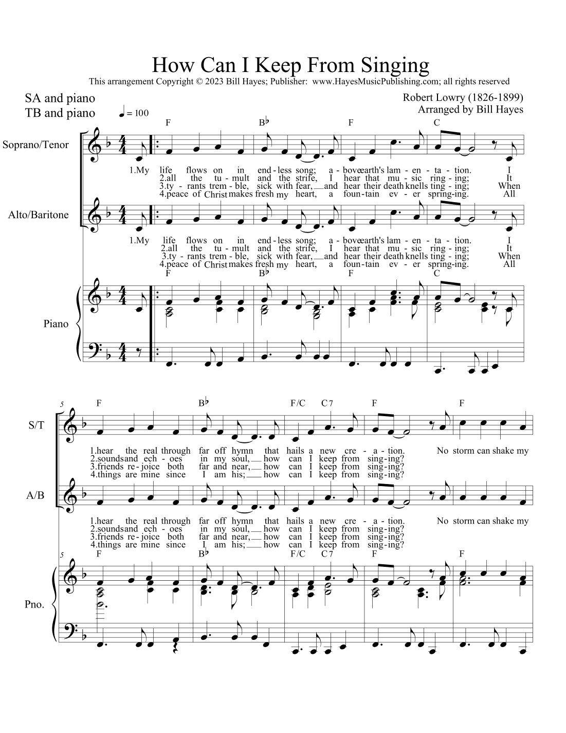 How Can I Keep From Singing (arr. Bill Hayes)