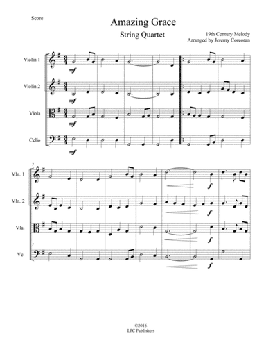 Amazing Grace for String Quartet (arr. Jeremy Corcoran)