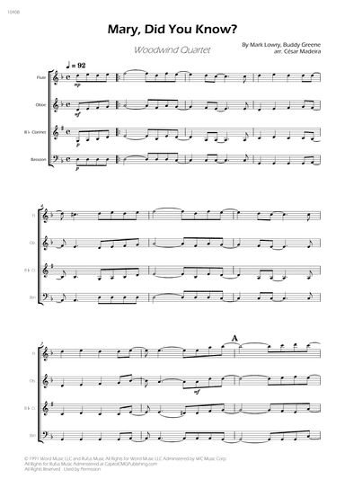Mary, Did You Know? - Score Only (arr. César Madeira)