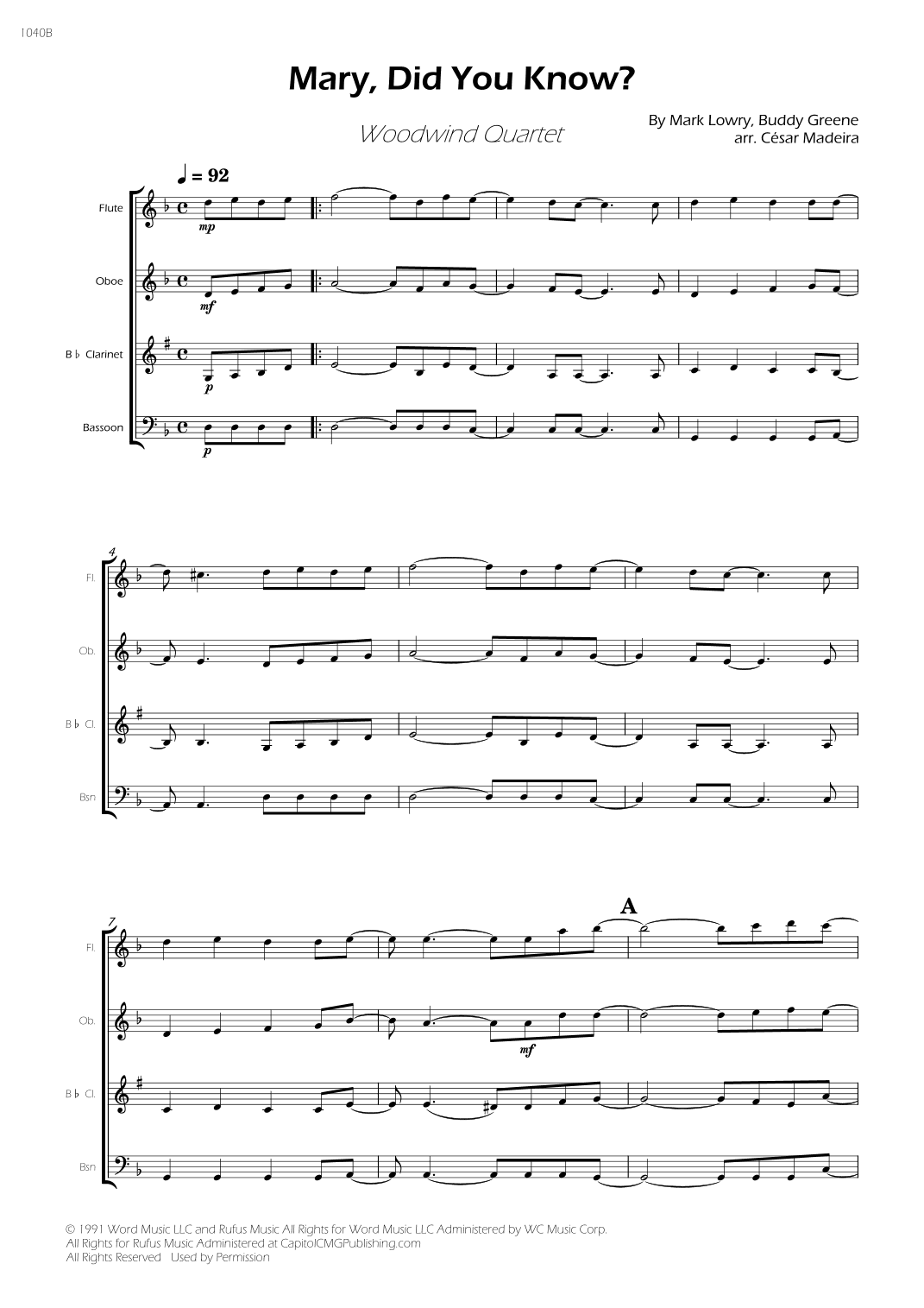 Mary, Did You Know? - Score Only (arr. César Madeira)