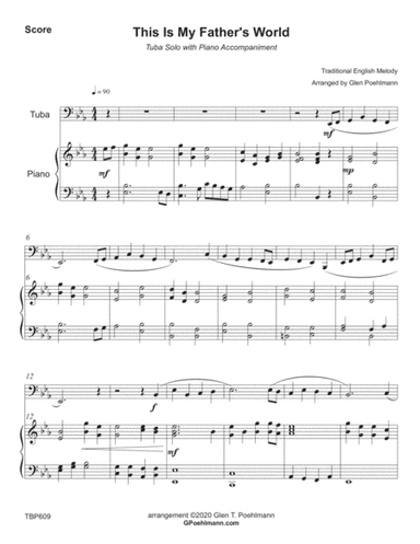 THIS IS MY FATHER'S WORLD - TUBA SOLO with Piano Accompaniment (Medium Easy) (arr. Glen Poehlmann)