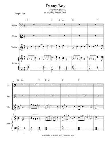Danny Boy - Strings (violin, viola, cell), Vocal duet and Piano (arr. Connie Boss)