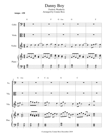Danny Boy - Strings (violin, viola, cell), Vocal duet and Piano (arr. Connie Boss)