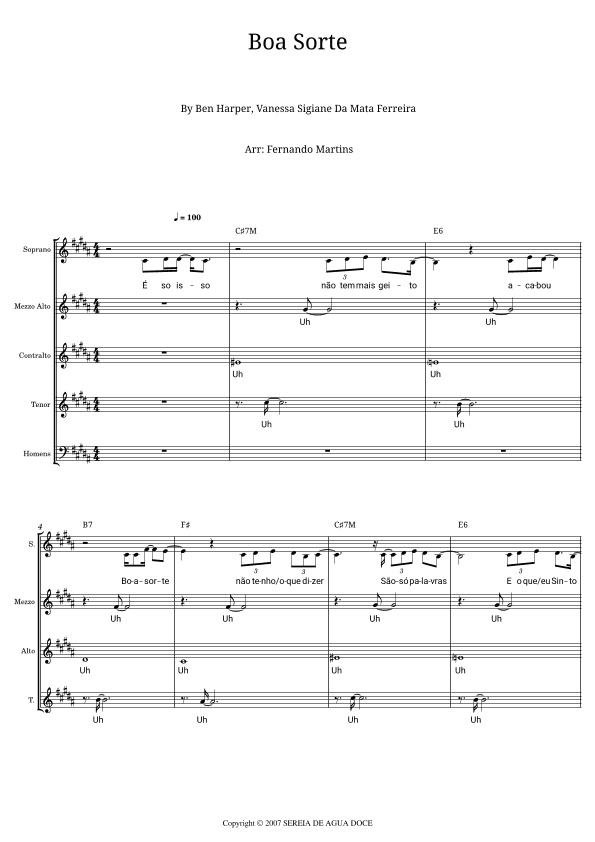 Boa Sorte/good Luck (arr. Fernando Martins)