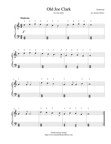Old Joe Clark - for easy piano (arr. Samuel Stokes)