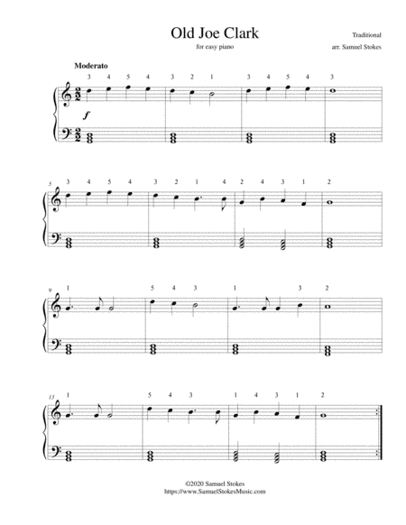 Old Joe Clark - for easy piano (arr. Samuel Stokes)