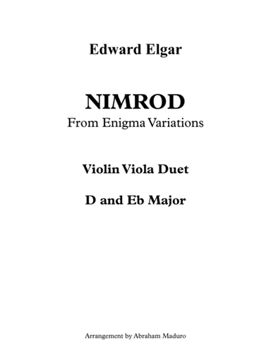 Nimrod From Enigma Variations Violin Viola Duet (arr. Abraham Maduro)