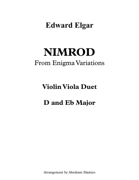 Nimrod From Enigma Variations Violin Viola Duet (arr. Abraham Maduro)
