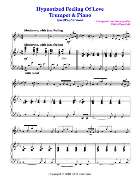 "Hypnotized Feeling Of Love"-Piano Background For Trumpet and Piano