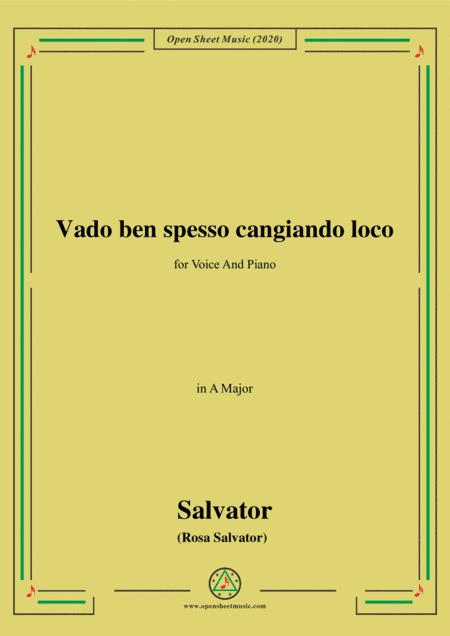 Rosa-Vado ben spesso cangiando loco,in A Major,for Voice and Piano (arr. MSM)