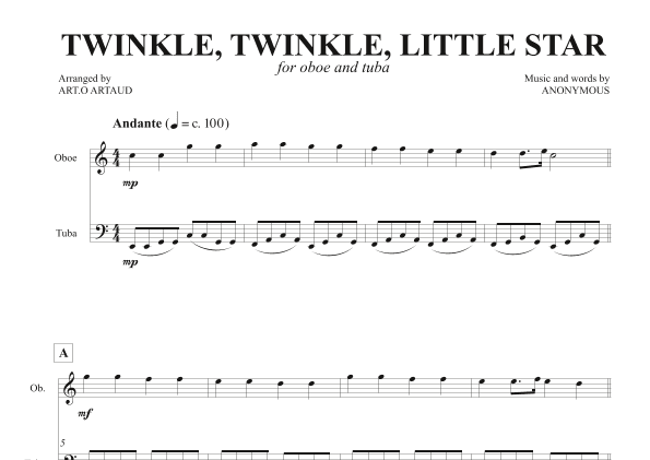 Twinkle Twinkle Little Star (arr. Art.o Artaud)