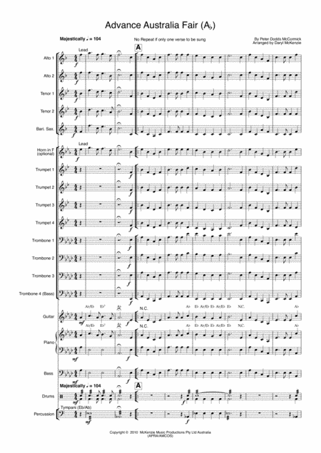 Advance Australia Fair Big Band Instrumental (arr. Daryl McKenzie)