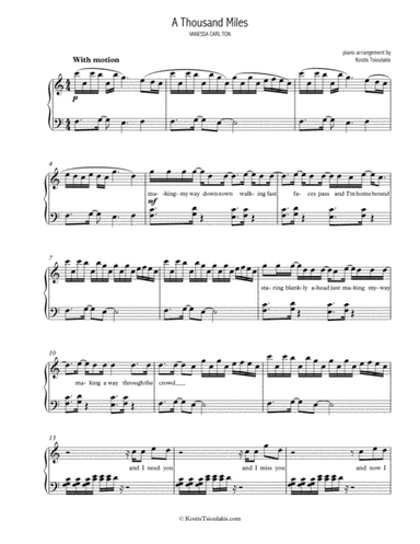 A Thousand Miles (arr. Kostis Tsioulakis)