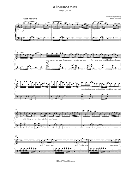 A Thousand Miles (arr. Kostis Tsioulakis)