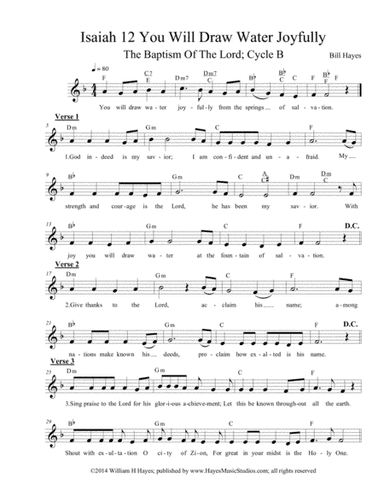 Isaiah 12:  You Will Draw Water Joyfully Leadsheet)