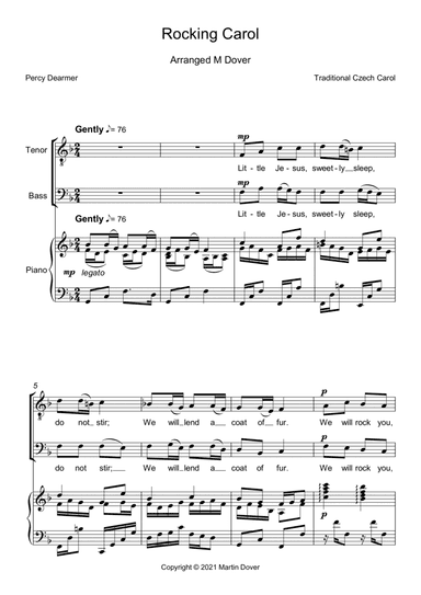 Rocking Carol ( Little Jesus Sweetly Sleep ) - Two Part Choir TB - Lower Voices (arr. Martin Dover)
