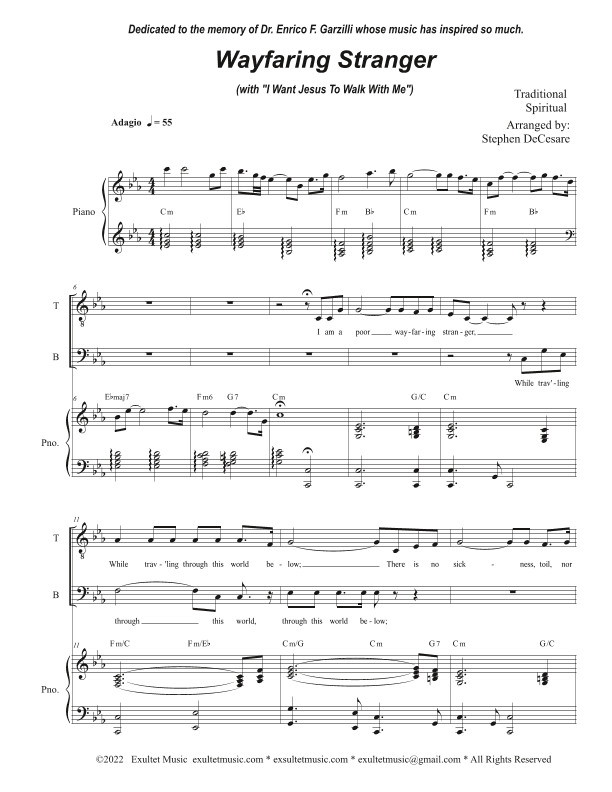 Wayfaring Stranger (with "I Want Jesus To Walk With Me") (2-part choir - (TB) (arr. Stephen DeCesare)