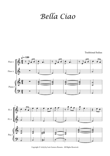 Bella Ciao - Flute Duet (arr. Luís Gustavo Rossato)