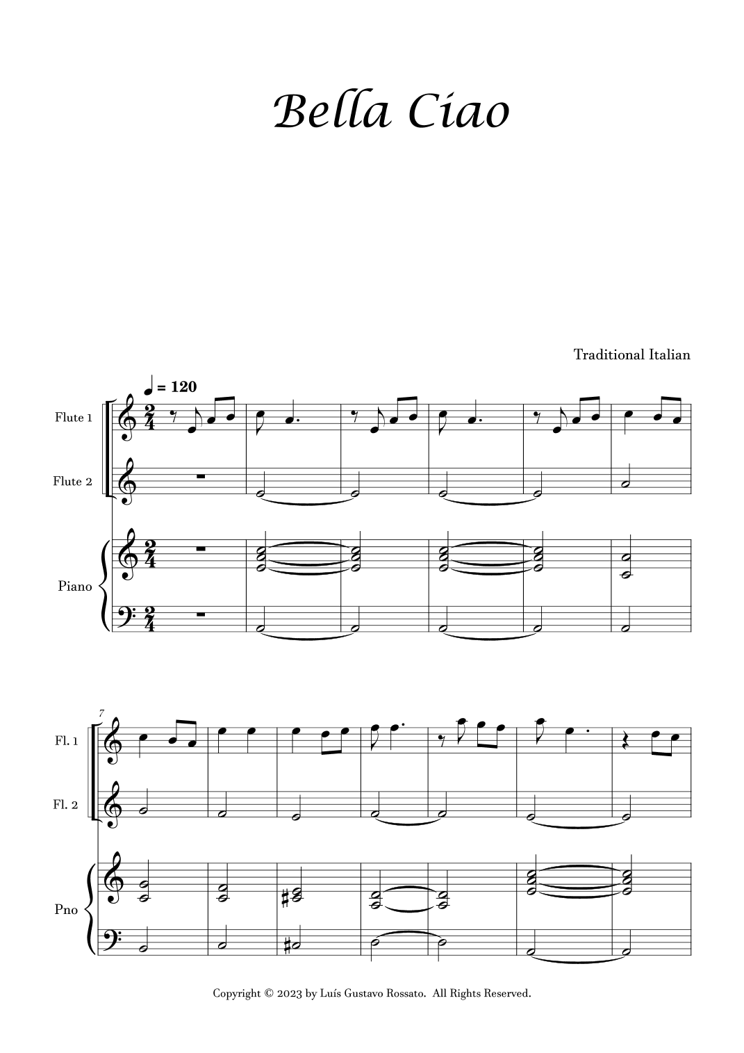 Bella Ciao - Flute Duet (arr. Luís Gustavo Rossato)