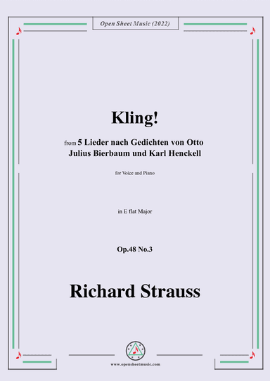 Richard Strauss-Kling!in E flat Major,Op.48 No.3 (arr. OSM Press)