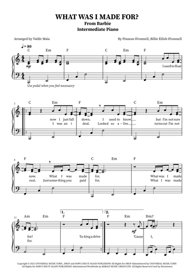 What Was I Made For? (arr. Valdir Maia)