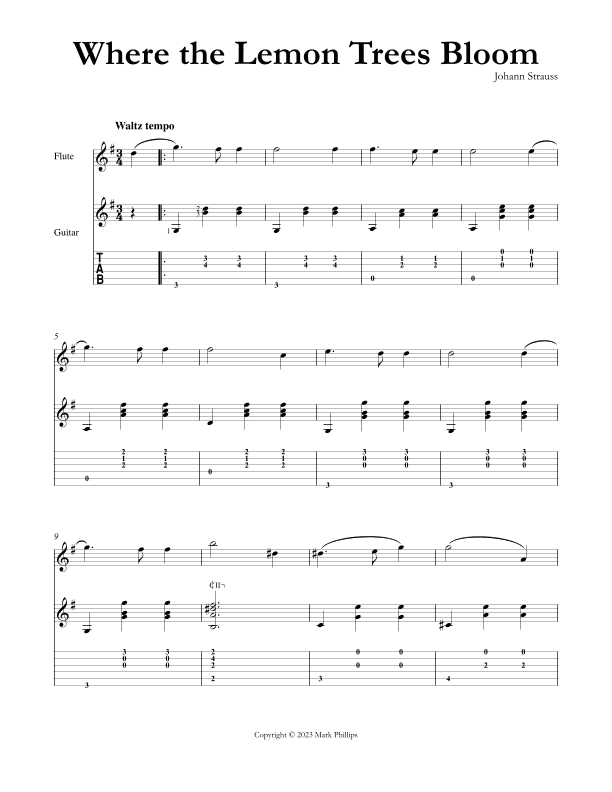 Where the Lemon Trees Bloom (arr. Mark Phillips)