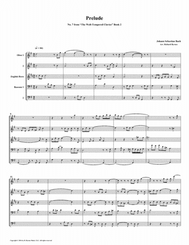 Prelude 07 from Well-Tempered Clavier, Book 2 (Euphonium-Tuba Quintet) (arr. Richard Byrnes)