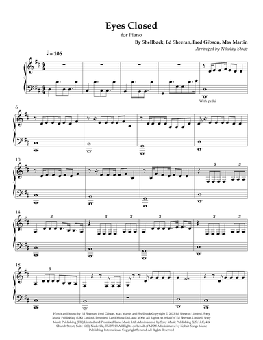Eyes Closed (arr. Nikolay Stoev)