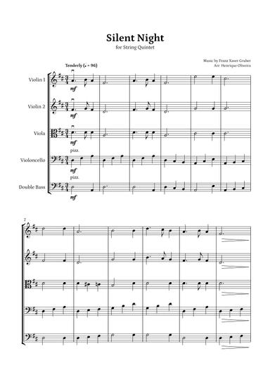 Silent Night (String Quintet) - Beginner Level (arr. Henrique Oliveira)